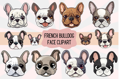 French Bulldog Cartoon Face Clipart