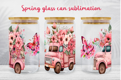 Spring glass can wrap Vintage truck libbey can sublimation