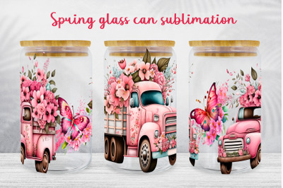 Spring glass can wrap Vintage truck libbey can sublimation