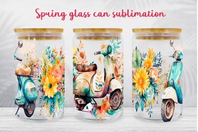 Spring glass can wrap Floral scooter libbey can sublimation