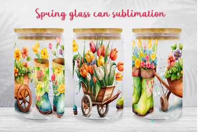 Garden glass can wrap Spring boots libbey can sublimation