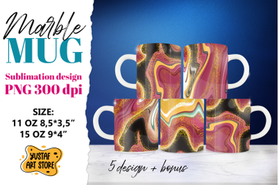 Marble sublimation mug 11oz 15oz. Fluid paint 5 design PNG