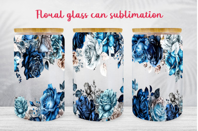 Floral glass can wrap Spring libbey glass can sublimation