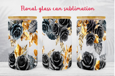 Floral glass can wrap Spring libbey glass can sublimation