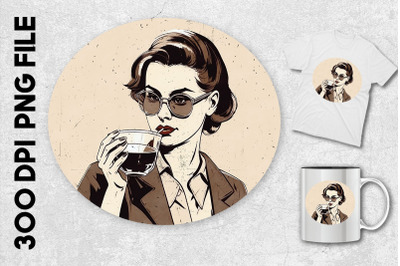 Woman Drinking Coffee Clipart