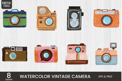 Watercolor Vintage Camera | 8 Variations