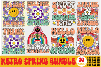 Spring Retro Bundle,Retro Spring PNG Bundle, Spring Vibes png, Flower