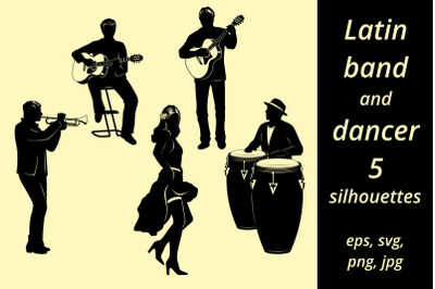Latin Musicians and Dancer Silhouettes