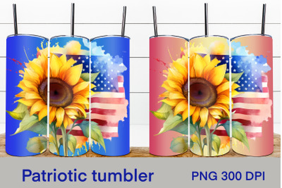 American flag sunflower tumbler | 4th of july tumbler design