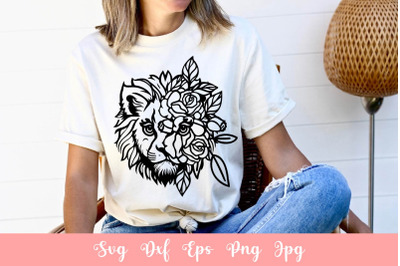 Floral Lion SVG File, Shirt SVG