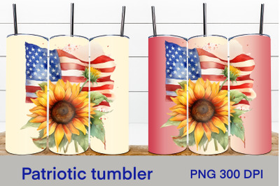 American flag sunflower tumbler | Patriotic tumbler design