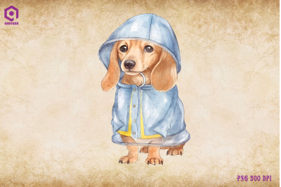 Dachshund Dog Wearing Raincost