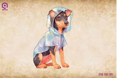 Doberman Pinscher Dog Wearing Raincost