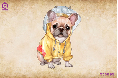 French Bulldog Dog Wearing Raincost