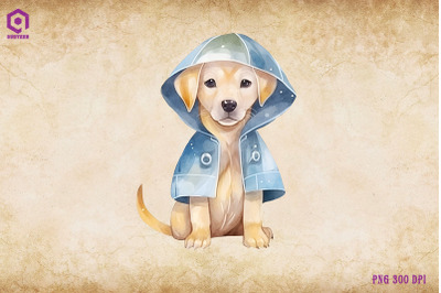 Labrador Retriever Dog Wearing Raincost