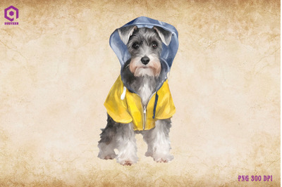 Miniature Schnauzer Dog Wearing Raincost