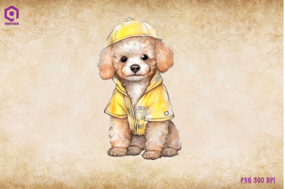 Poodle Dog Wearing Raincost
