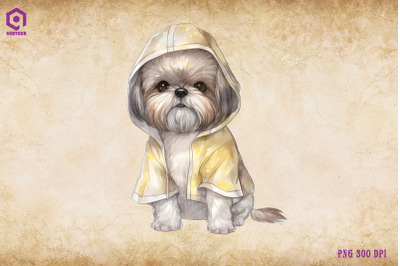 Shih Tzu Dog Wearing Raincost