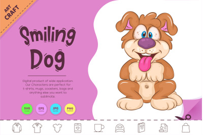 Cartoon Smiling Dog. Clipart.