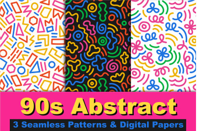 90s Retro Abstract Patterns &amp; Papers