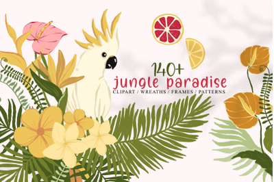 Cute tropical and jungle flower clipart BUNDLE- 140 files