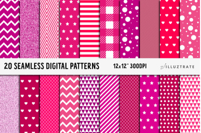 Dark Pink Digital Paper Pack | Seamless Patterns | Seamless Paper
