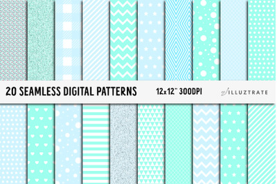 Aqua Digital Paper Pack | Seamless Patterns | Seamless Paper