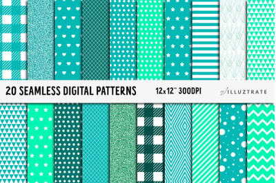 Teal Digital Paper Pack | Seamless Patterns | Seamless Paper