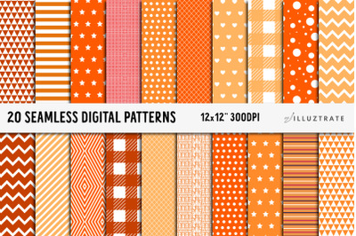 Orange Digital Paper Pack | Seamless Patterns | Seamless Paper