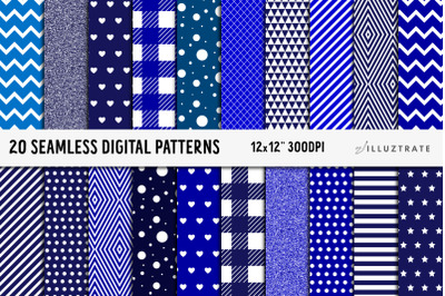 Blue Digital Paper Pack | Seamless Patterns | Seamless Paper