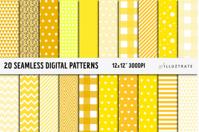 Yellow Digital Paper Pack | Seamless Patterns | Seamless Paper