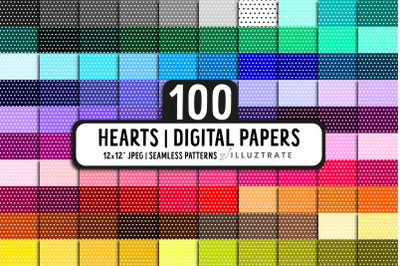 Hearts digital paper pack | 100 Seamless Patterns