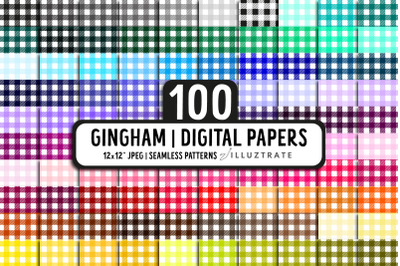 Gingham digital paper pack | 100 Seamless Patterns