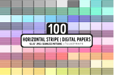 Horizontal stripes digital paper pack | 100 Seamless Patterns