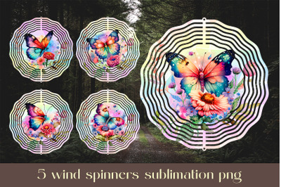 Butterfly wind spinner sublimation Floral animal design