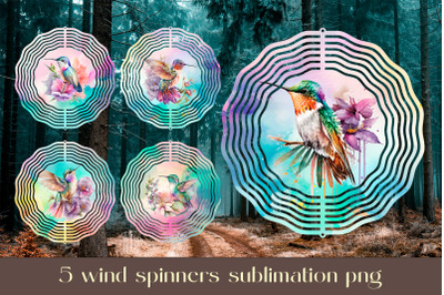 Hummingbird wind spinner sublimation Floral animal design