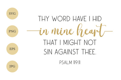 Bible Verse SVG, Psalm 119:11, Biblical SVG, Scripture SVG