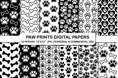 Paw Prints Digital Background Papers Paws Pattern Paper