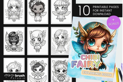 Fairies Coloring Book, Printable Kids Coloring Page Bundle