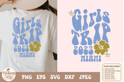 Retro girls trip Miami 2023 SVG png sublimation, distressed png