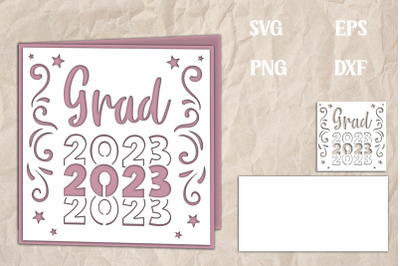 Grad 2023 Layered Papercut Card with 2 layers