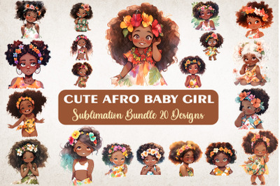 Cute Afro Baby Girl Watercolor Bundle