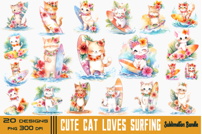 Cute Cat Loves Surfing Summertime Bundle