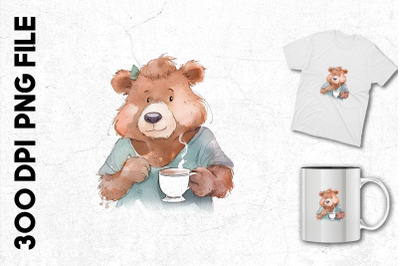 Mama Bear With Coffee Clipart