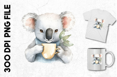 A Koala Mother With Her Cup Of Coffee