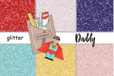 Fathers Day Digital Paper | Bright Glitter Textures