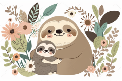 Scandinavian mom and baby sloth