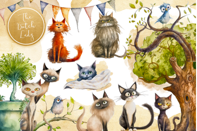 Cute Cat Illustrations Clipart Set