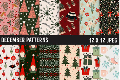 December Digital Paper | Winter Seamless Patterns