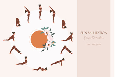 Yoga wall art, Sun salutation, Surya Namaskar asanas